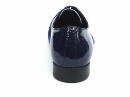 Men Fashion Shoes ZOTA Lace Up Pony Hair, Leather Checker Pointe Toe HX750 Blue image 5