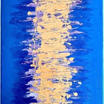 Amoeba 3 - Original Abstract Wall Art Mixed Media Purple Blue Orange Painting - £242.77 GBP