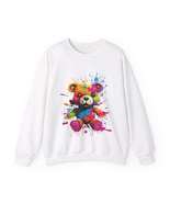 Teddy Bear Paint Splatter Crewneck Sweatshirt for Unique Style - £40.49 GBP