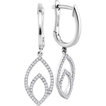 10k White Gold Womens Round Diamond Double Nested Oval Dangle Earrings 1... - £322.43 GBP