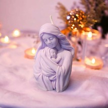 Madonna with Baby, Blessed Virgin Mary with Baby Jesus Sculpture Candle, Votive  - £13.64 GBP