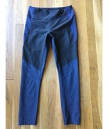 Outdoor Voices Two Tone Knee Cap Capri Leggings Black and Blue Mid Rise ... - $29.69