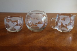 Lot Vintage Nestle Nescafe World Globe Frosted Glass Floating Candle Bowl Creame - £11.39 GBP