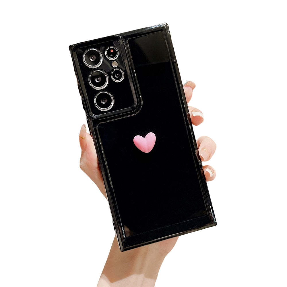 Anymob Samsung Black With Pink Cute 3D Love Heart Case Shockproof Soft Silicone  - £21.03 GBP