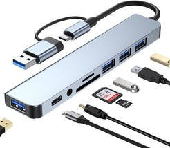 USB C Hub USB Hub 3.0 Aluminum 8 in 1 USB Splitter with 1 x USB 3.0 3 x USB 2.0  - £27.15 GBP