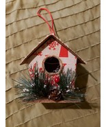 Red and Brown Woodland Christmas Ornament Birdhouse Berries Evergreen - £7.75 GBP