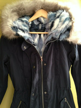 NWT Laundry by Shelli Segal Navy Blue Faux Fur Hooded Parka Winter Coat M $300 - £145.97 GBP