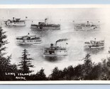 RPPC Photo Montage Steamships in Harbor Long Island Maine ME UNP Postcar... - £45.11 GBP
