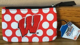 Wisconsin Badgers Ladies ID Coin Purse Red And White Polka Dot New - $12.94