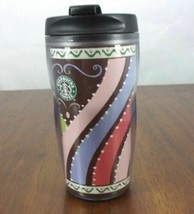 Starbucks Coffee Co 2005 Plastic Travel Tumbler 8 Oz Multi-Colored Stripes Lucy - £21.08 GBP