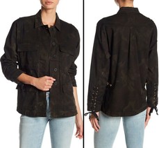 True Religion Military Coated Camouflage Jacket Women&#39;s, Size XS Rough T... - $68.95