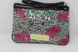 Betsey Johnson Betseyville Wristlet Sequin Cheetah Blossom Bag - £15.97 GBP