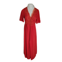 Iparama Vintage Nightgown Lingerie Dress with Robe ~ Sz M ~ Red ~ Long - $40.49