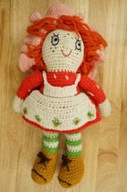 Vintage Handmade Crochet Doll Strawberry Shortcake Plush Toy 16&quot; - £23.46 GBP