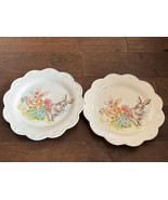 Grace Teaware Dinner Plates Set of 4 New Easter Bunny Pink Floral Scalloped - £62.94 GBP