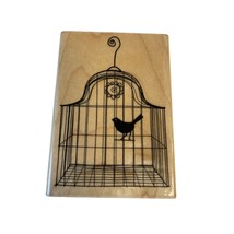 Mounted Rubber Stamp Bird in Cage Card Stationary - £6.45 GBP