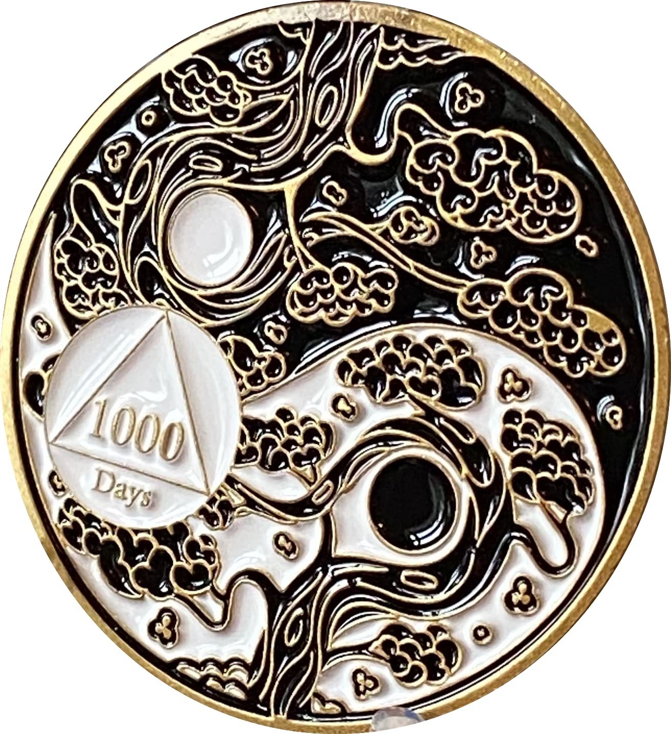 RecoveryChip 1000 Days AA Medallion Sakura Tree Cherry Blossom Ying Yang... - $10.88