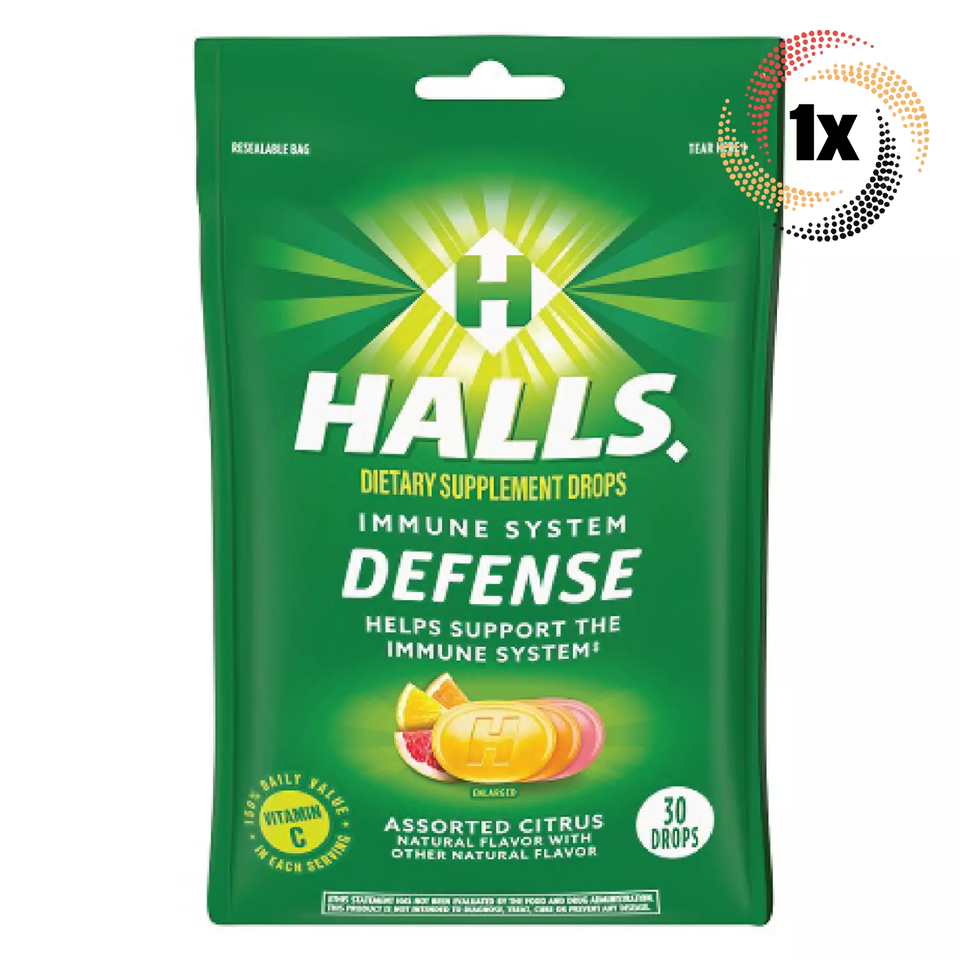 1x Bag HALLS Immune System Defense Citrus Flavor Cough Drops | 30 Drops ... - $10.88