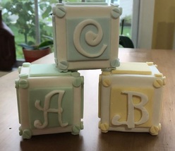 Multi color letters blocks. Fondant cupcake or cake toppers.  - £3.98 GBP+