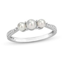 Engagement Rings in 925 Silver Three-stone Pearl Tapered Shank Ring For Women - £79.12 GBP