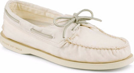 NEW Sperry Top-Sider Original Ivory Color Washed Canvas 2-Eye Boat Shoe ... - £39.30 GBP