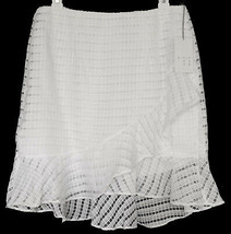 A New Day Womens White Tiered Ruffle Skirt 10 Lined Asymmetrical Pattern... - $12.84