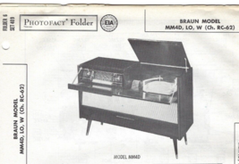 1958 Braun MM4D Stereo Console Radio Photofact Service Manual Record Player Lo W - £7.73 GBP