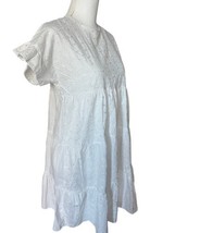 Pretty Little Thing Dress White Eyelet Mini Layered Boho Peasant Size 6 - $19.79