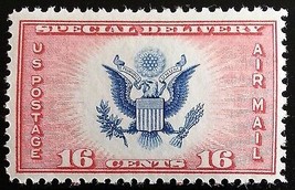 1936 16c Air Mail Special Delivery, Red &amp; Blue Scott CE2 Mint F/VF LH - £0.76 GBP