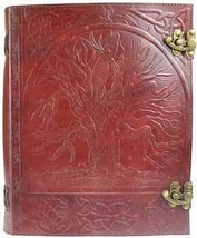 Leatherworks Tree of Life Journal 5x7 Handmade Goat Leather Latch Closure - $2,652.51 MXN