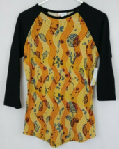 NWT LulaRoe Randy Wavy Roses Shirt With Black Sleeves Size XXS - £12.14 GBP