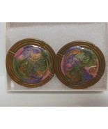 Vintage Large Round Brass-Looking Swirl Enamel Pierced Earrings - $28.83 CAD