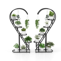 5 Tier Metal Plant Stand with Hanging Hook for Multiple Plants-Black - C... - $2,765.57 MXN