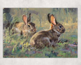Rabbits bunny wildlife desert cactus ceramic tile mural backsplash - £46.65 GBP+