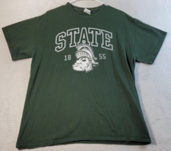 Michigan State Spartans Wikipedia Gildan T Shirt Mens Large Green Knit Cotton - £9.08 GBP