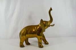 Brass Elephant Statue Large 13&quot; Tall Trunk Up Good Luck Figurine Statue - £53.92 GBP