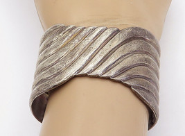 ZINA 925 Sterling Silver - Vintage Large Dark Tone Swirl Cuff Bracelet - BT1828 - £244.69 GBP