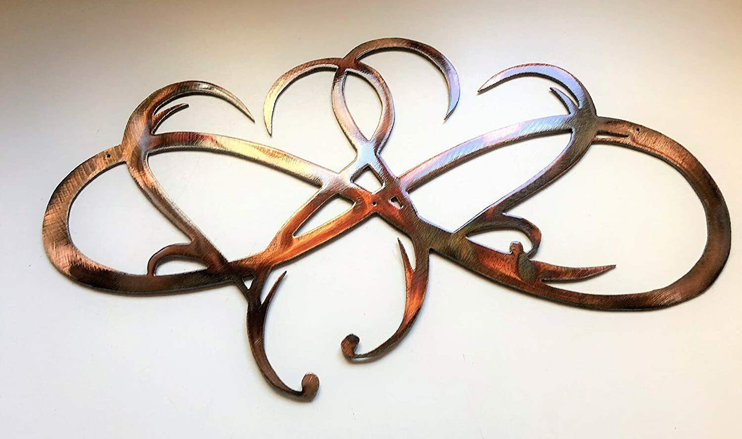 Primary image for Dual Infinity Hearts - Metal Wall Art - Copper 30" x 18"