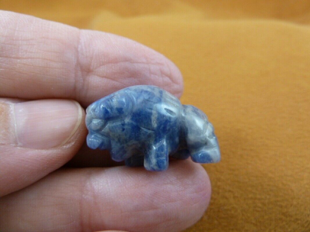 (Y-BUF-512) 1&quot; BUFFALO Bison Blue sodalite gem stone gemstone carving I ... - $8.59
