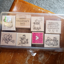 NEW LOT of 6 Valentine Mice Stampin&#39; Up 1998 Wood Mount Rubber Stamps He... - £24.29 GBP