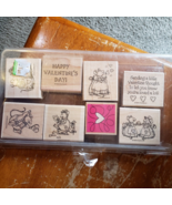 NEW LOT of 6 Valentine Mice Stampin&#39; Up 1998 Wood Mount Rubber Stamps He... - $30.39