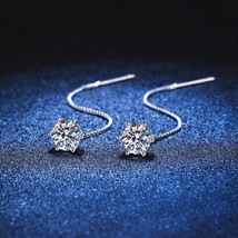 S925 Sterling Silver Plated Pt950 1/2CT Moissanite Ear Wire Earring Classic Six- - £38.75 GBP