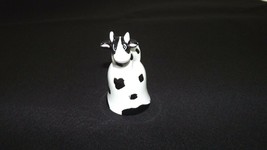 Ceramic Black and White cute adorable Cow Bell Figurine Bell - £6.26 GBP