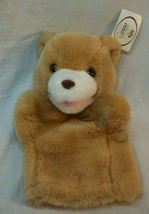 Russ Caress Soft Pets Tan Teddy Bear Hand Puppet 8&quot; Plush Stuffed Animal Toy - £14.41 GBP