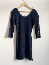 Diane von Furstenberg Size 4 Small DVF Navy Lace Dress Knee Lenght EUC - £19.50 GBP