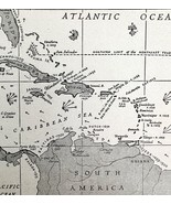 Map 1942 Caribbean Sea In Colonial Era 5.5 x 9&quot; World History Ephemera D... - $371.88 MXN