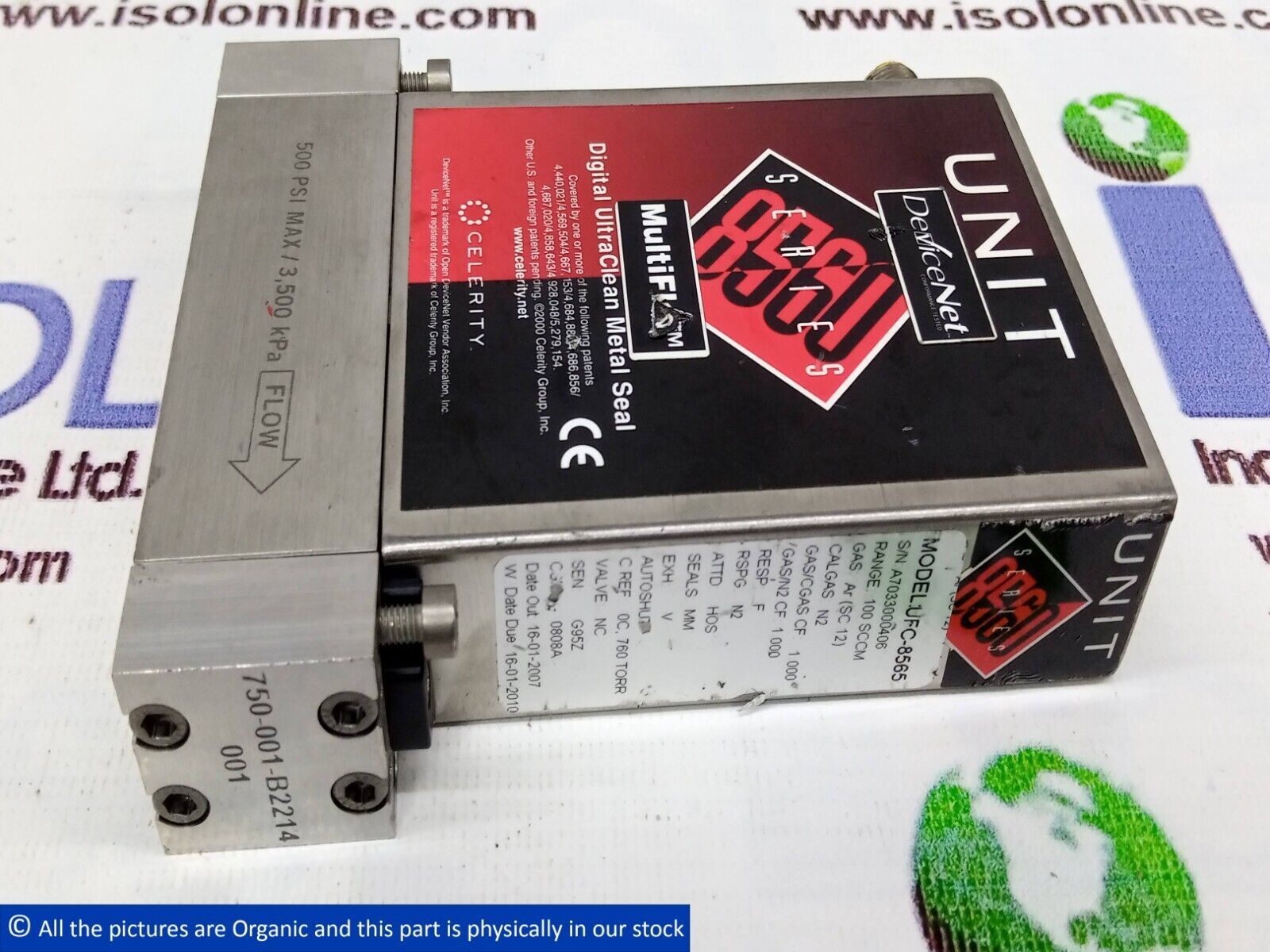 Celerity Unit UFC-8565 Gas Ar(SC 12) Range 100SCCM Mass Flow Controller ... - $699.00