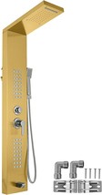 Happybuy 5 In 1 Shower Panel Tower System Gold Stainless Steel Multi-Function - £107.54 GBP