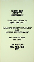 May &amp; June 1987 Trailers - VHS - Embassy Home and Charter Entertainment - $20.56