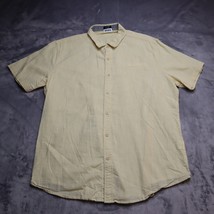 Coofandy Shirt Adult L Yellow Short Sleeve Button Up Casual 100% Cotton Men - £20.55 GBP